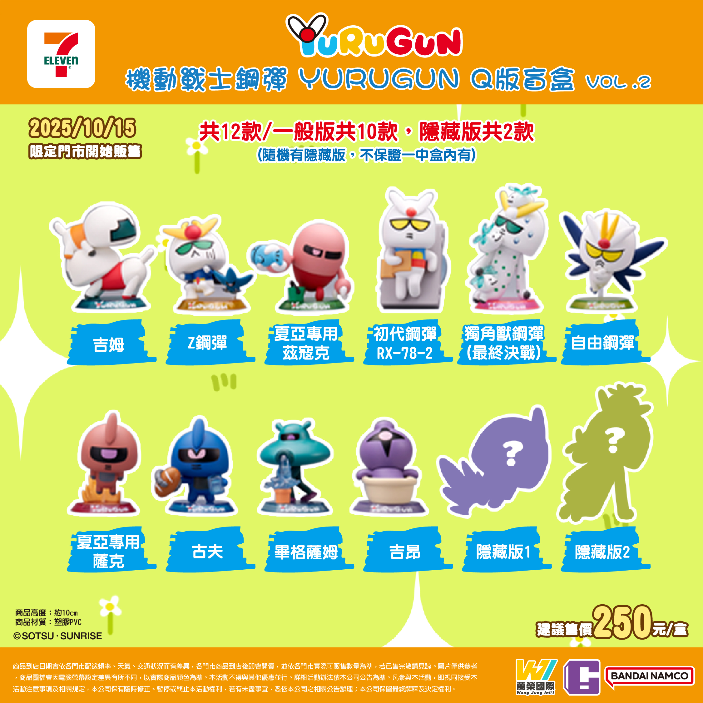 帥氣鋼彈搖身一變成可愛醜萌吉祥物💕 【機動戰士鋼彈 YURUGUN Q版 盲盒  VOL .2】